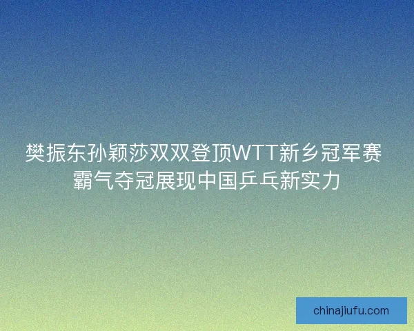 樊振东孙颖莎双双登顶WTT新乡冠军赛 霸气夺冠展现中国乒乓新实力