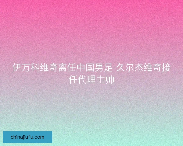 伊万科维奇离任中国男足 久尔杰维奇接任代理主帅