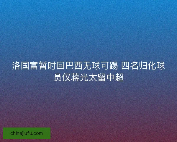 洛国富暂时回巴西无球可踢 四名归化球员仅蒋光太留中超
