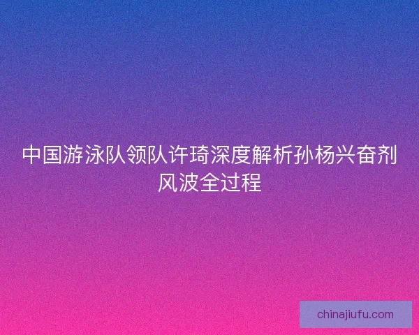中国游泳队领队许琦深度解析孙杨兴奋剂风波全过程 中国游泳队领队许琦深度解析孙杨兴奋剂风波全过程